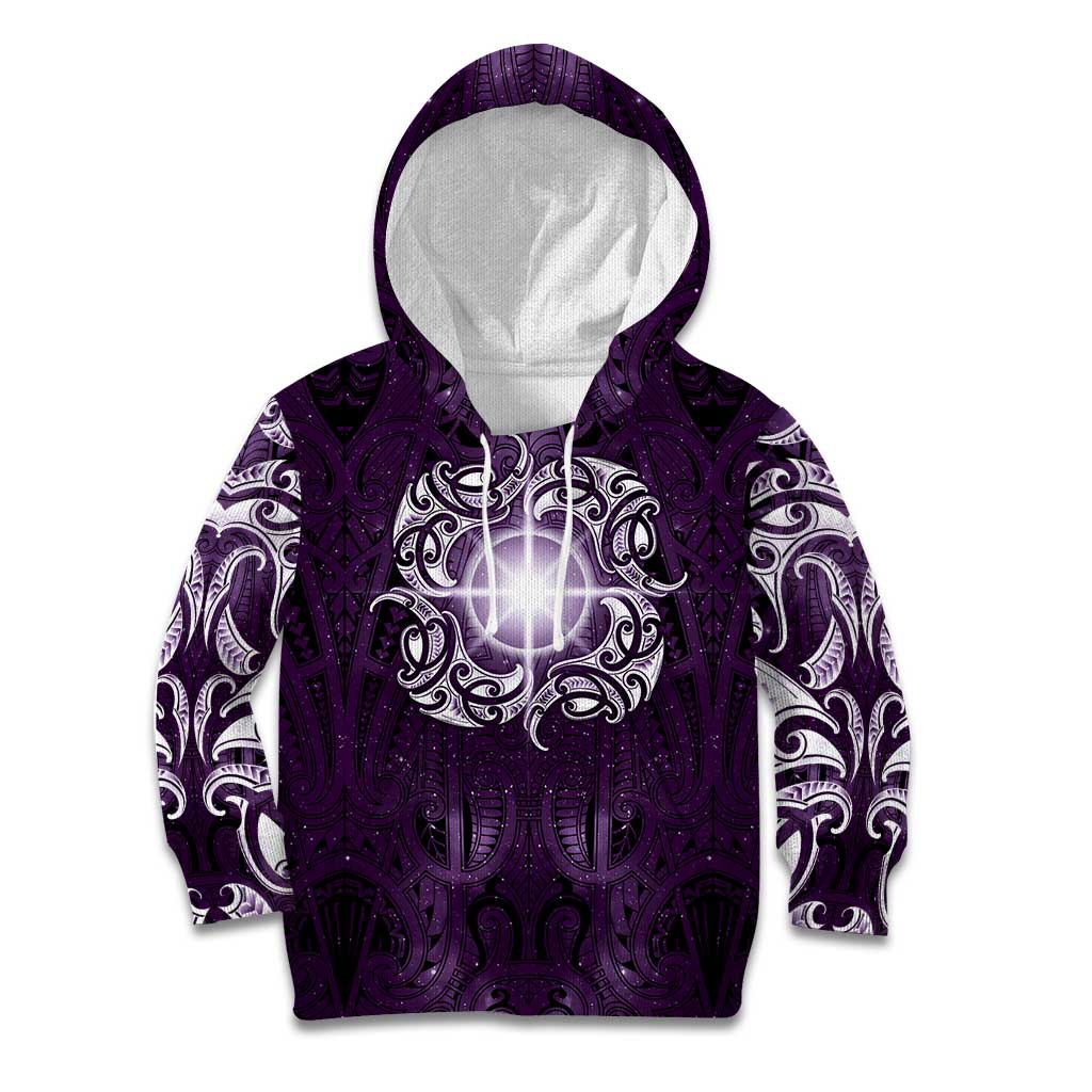 New Zealand Matariki Waipunarangi Kid Hoodie Maori Moko Purple Galaxy