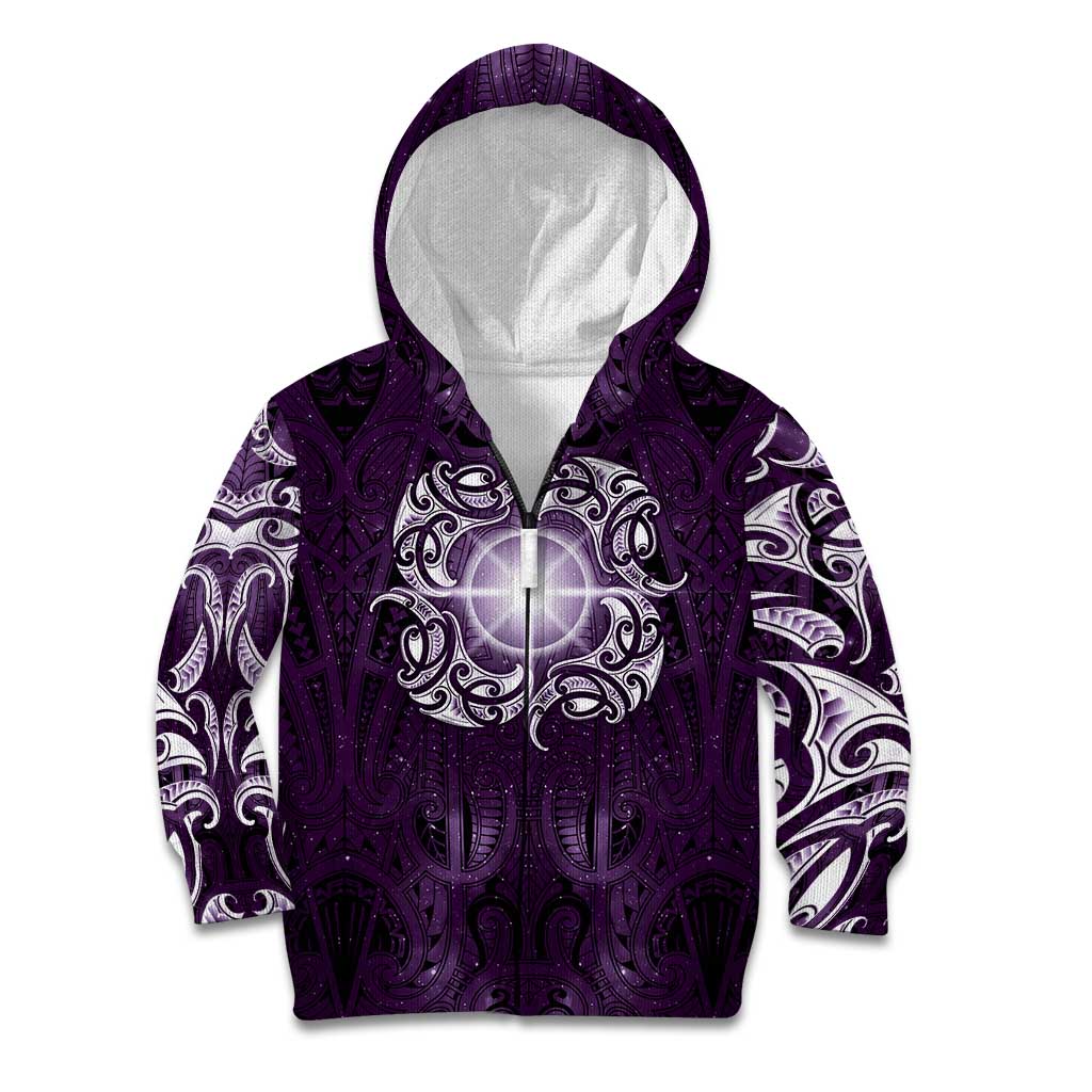 New Zealand Matariki Waipunarangi Kid Hoodie Maori Moko Purple Galaxy