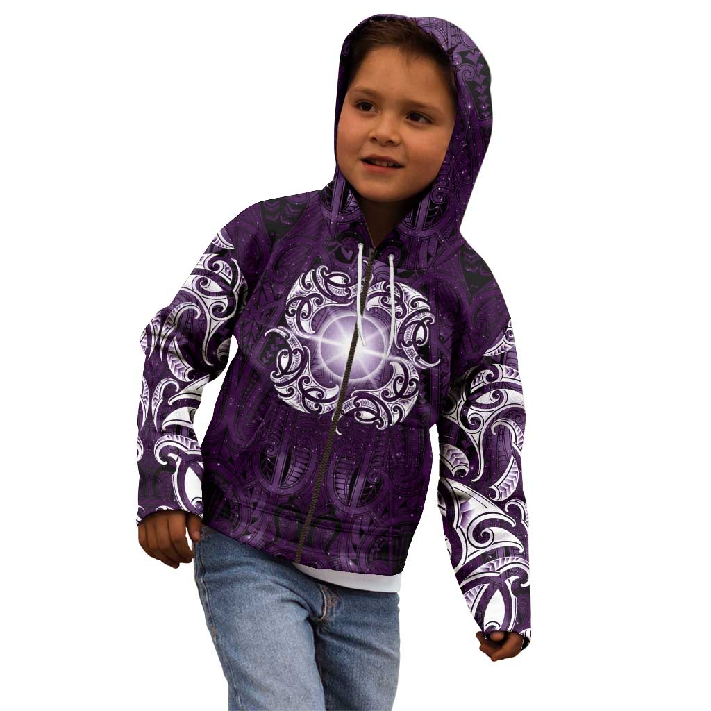 New Zealand Matariki Waipunarangi Kid Hoodie Maori Moko Purple Galaxy