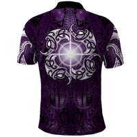 New Zealand Matariki Waipunarangi Polo Shirt Maori Moko Purple Galaxy