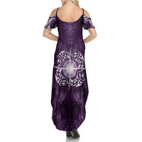 New Zealand Matariki Waipunarangi Summer Maxi Dress Maori Moko Purple Galaxy
