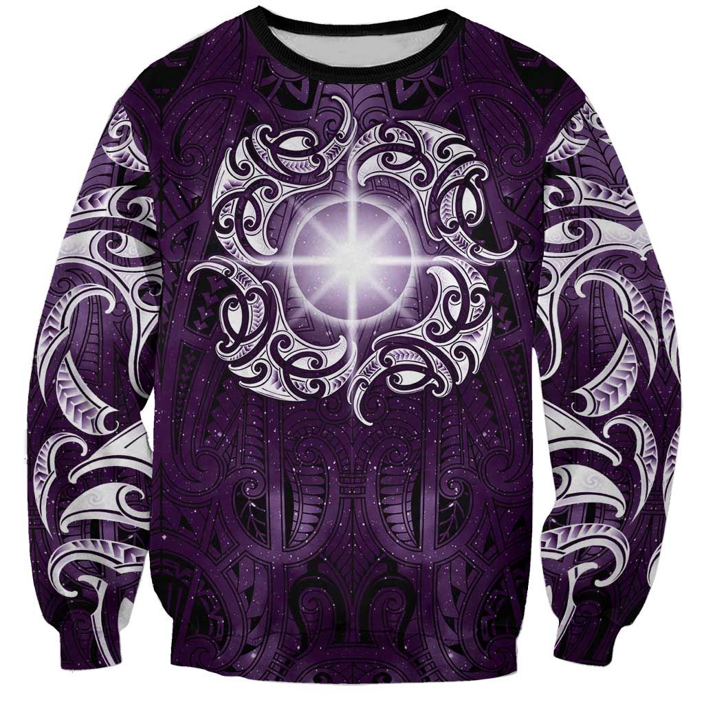New Zealand Matariki Waipunarangi Sweatshirt Maori Moko Purple Galaxy