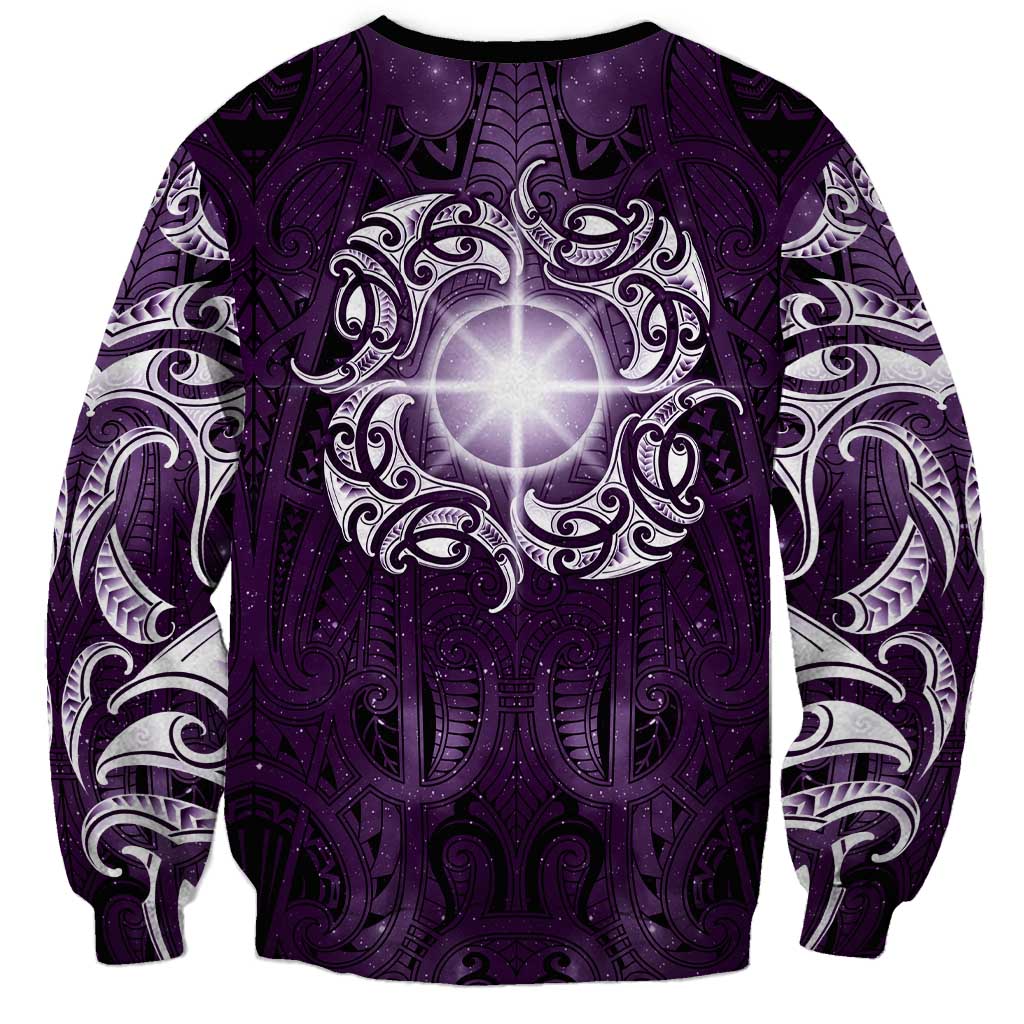 New Zealand Matariki Waipunarangi Sweatshirt Maori Moko Purple Galaxy