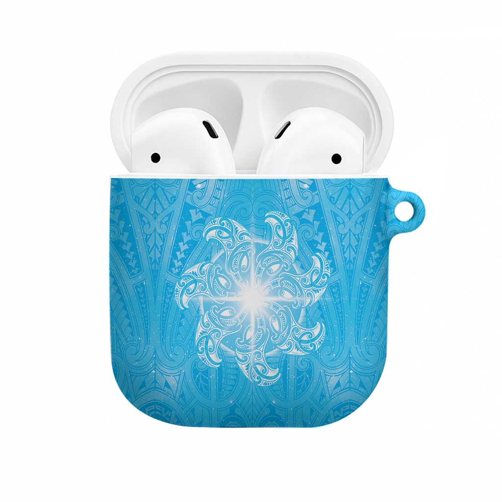 New Zealand Matariki Waiti AirPods Case Maori Moko Cyan Galaxy LT05 Cyan - Polynesian Pride