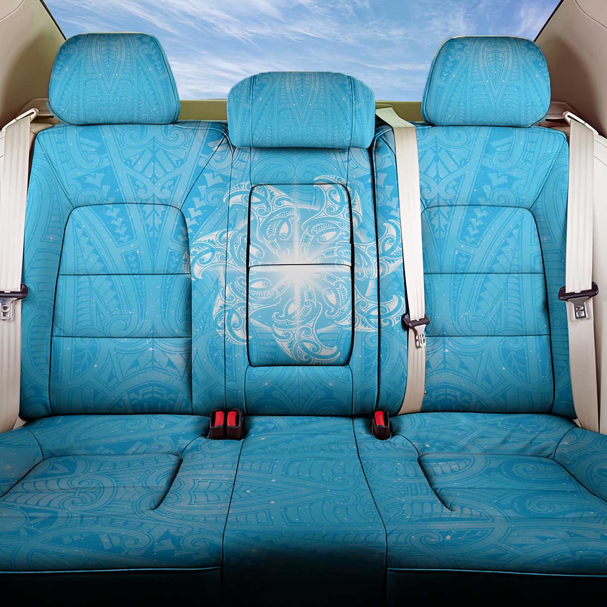 New Zealand Matariki Waiti Back Car Seat Cover Maori Moko Cyan Galaxy