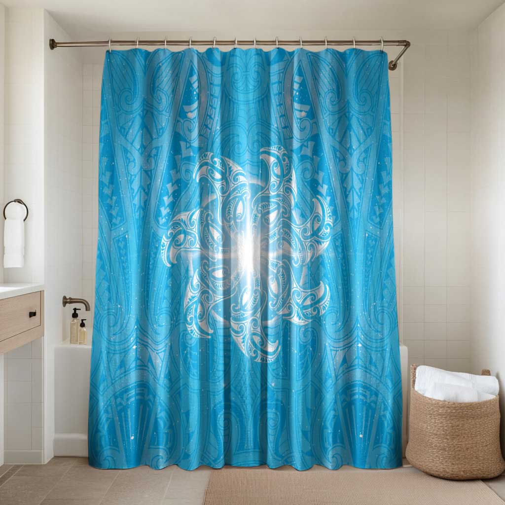 New Zealand Matariki Waiti Bathroom Set Maori Moko Cyan Galaxy