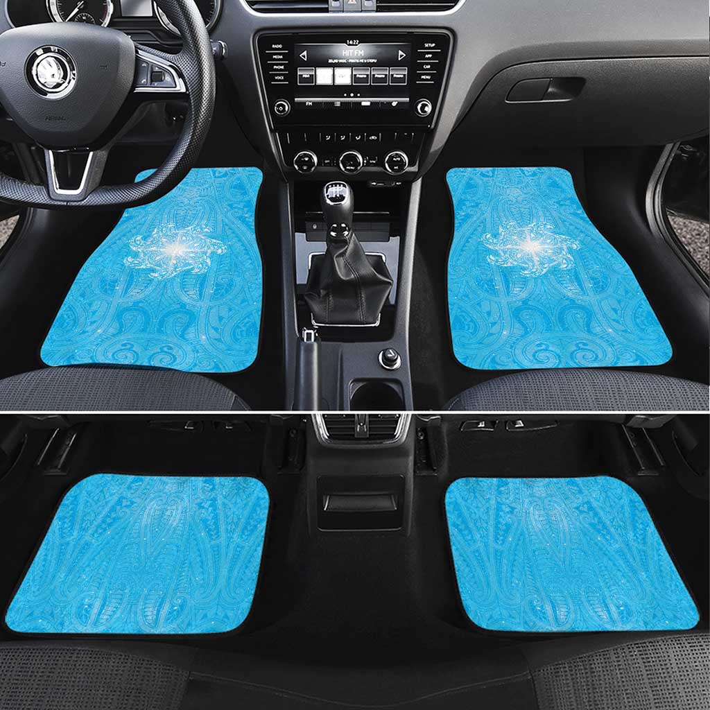 New Zealand Matariki Waiti Car Mats Maori Moko Cyan Galaxy