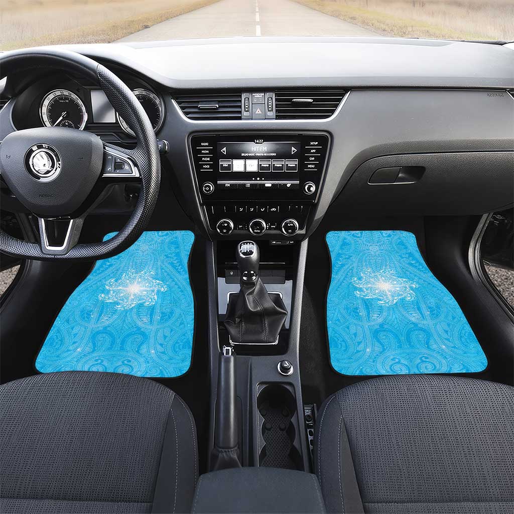 New Zealand Matariki Waiti Car Mats Maori Moko Cyan Galaxy