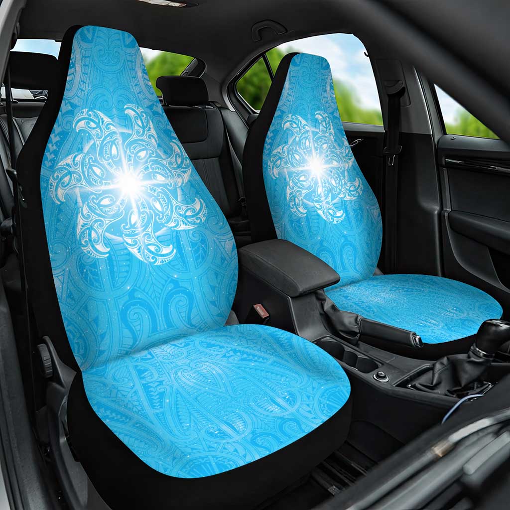 New Zealand Matariki Waiti Car Seat Cover Maori Moko Cyan Galaxy