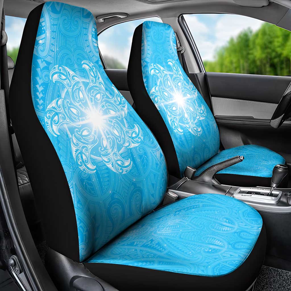 New Zealand Matariki Waiti Car Seat Cover Maori Moko Cyan Galaxy