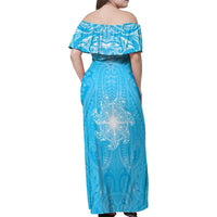 New Zealand Matariki Waiti Family Matching Off Shoulder Maxi Dress and Hawaiian Shirt Maori Moko Cyan Galaxy