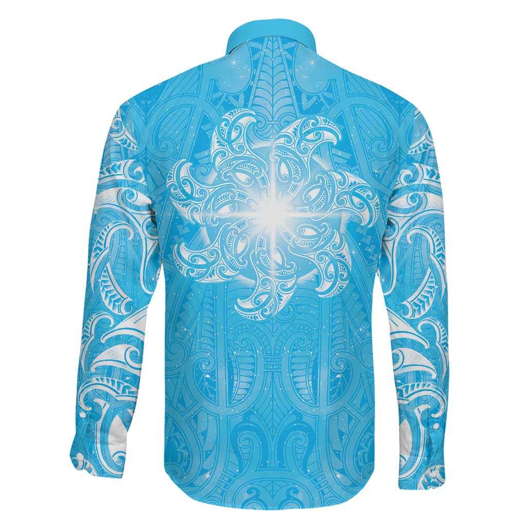 New Zealand Matariki Waiti Family Matching Puletasi and Hawaiian Shirt Maori Moko Cyan Galaxy