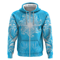 New Zealand Matariki Waiti Hoodie Maori Moko Cyan Galaxy