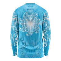 New Zealand Matariki Waiti Long Sleeve Shirt Maori Moko Cyan Galaxy LT05 - Polynesian Pride
