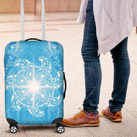 New Zealand Matariki Waiti Luggage Cover Maori Moko Cyan Galaxy