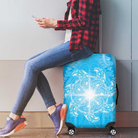 New Zealand Matariki Waiti Luggage Cover Maori Moko Cyan Galaxy