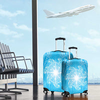 New Zealand Matariki Waiti Luggage Cover Maori Moko Cyan Galaxy