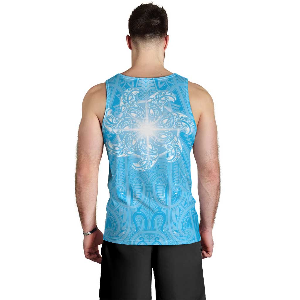 New Zealand Matariki Waiti Men Tank Top Maori Moko Cyan Galaxy LT05 - Polynesian Pride