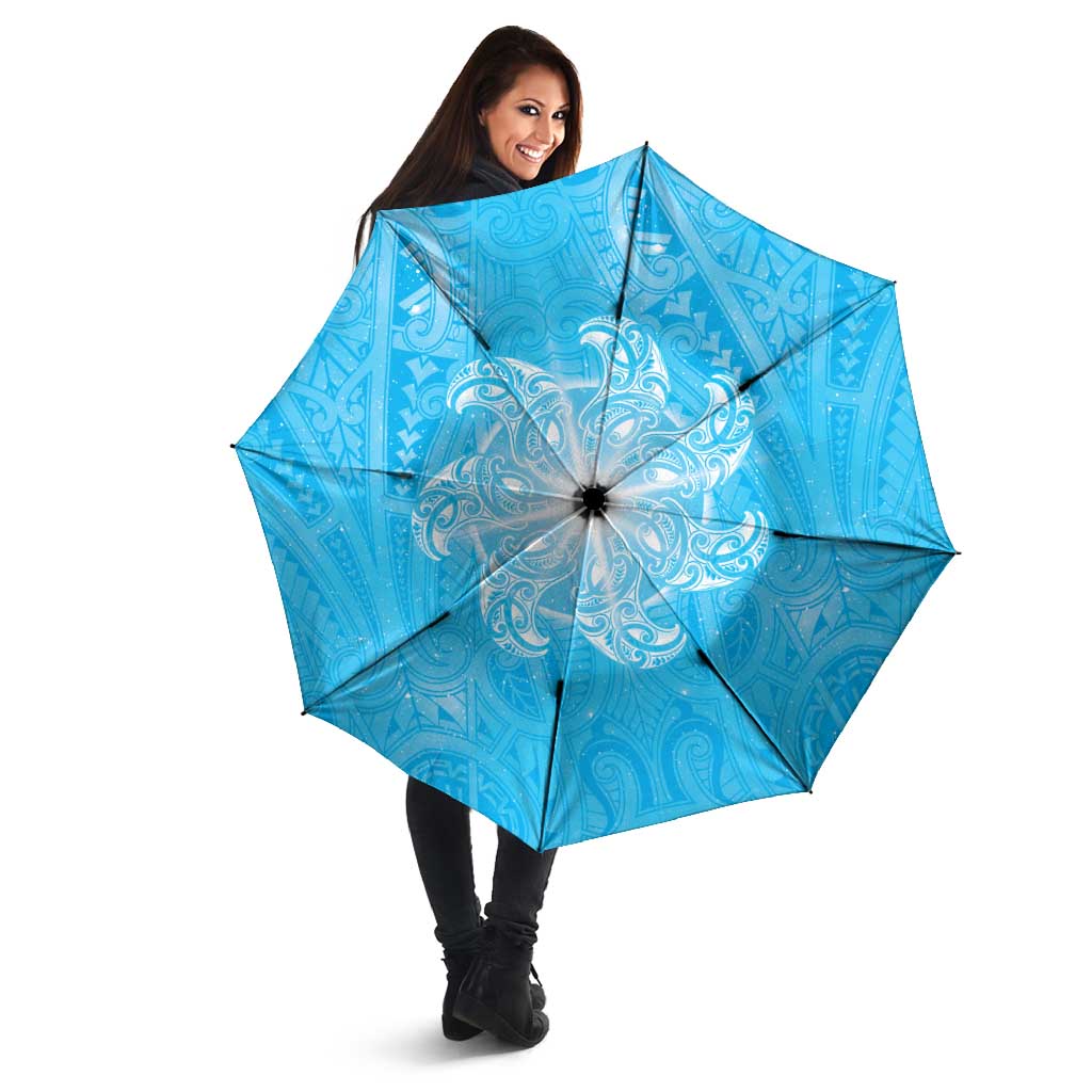 New Zealand Matariki Waiti Umbrella Maori Moko Cyan Galaxy LT05 - Polynesian Pride