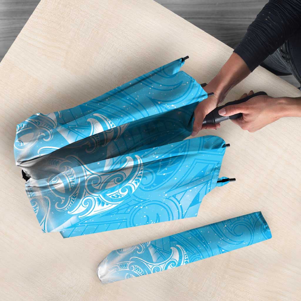 New Zealand Matariki Waiti Umbrella Maori Moko Cyan Galaxy LT05 - Polynesian Pride