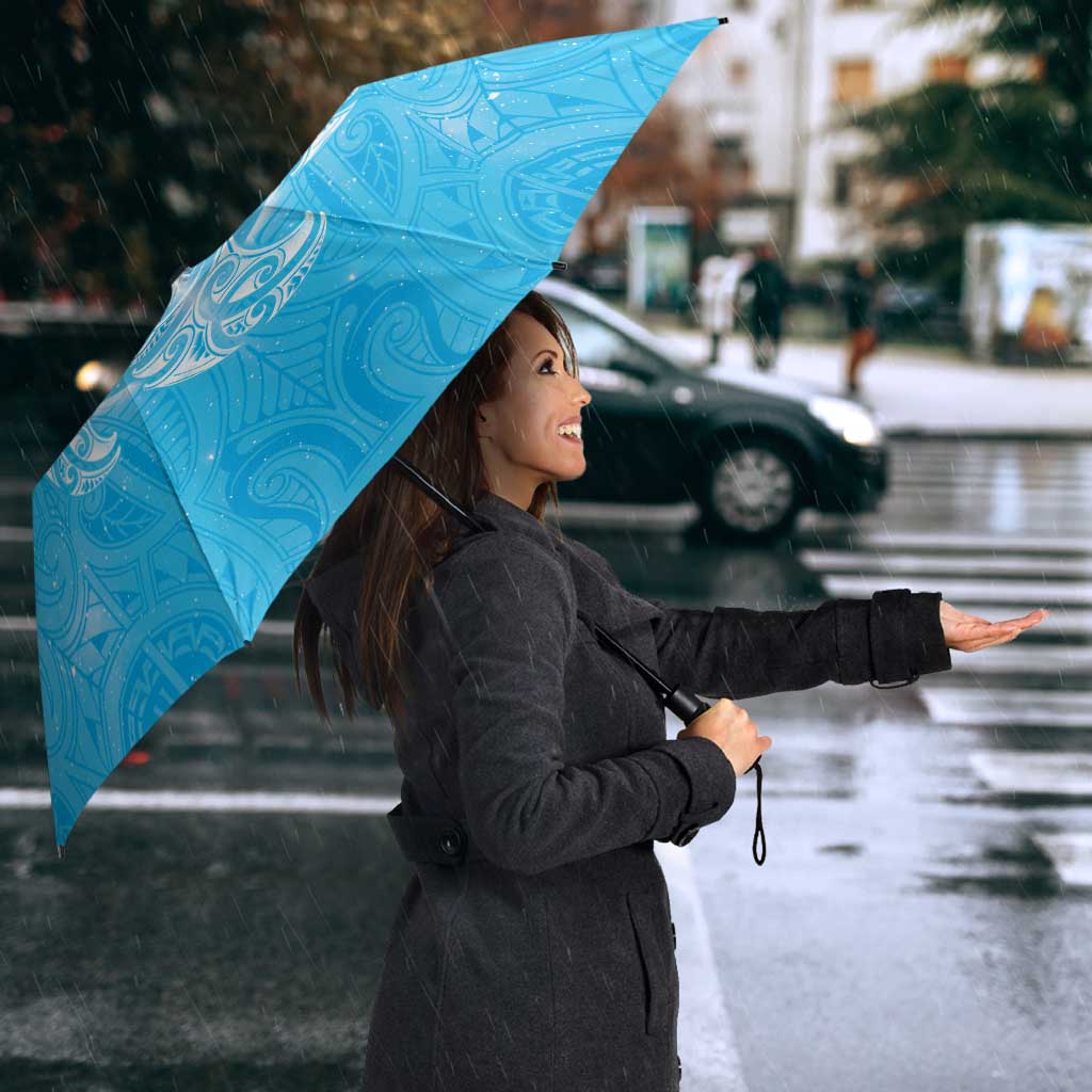 New Zealand Matariki Waiti Umbrella Maori Moko Cyan Galaxy LT05 - Polynesian Pride