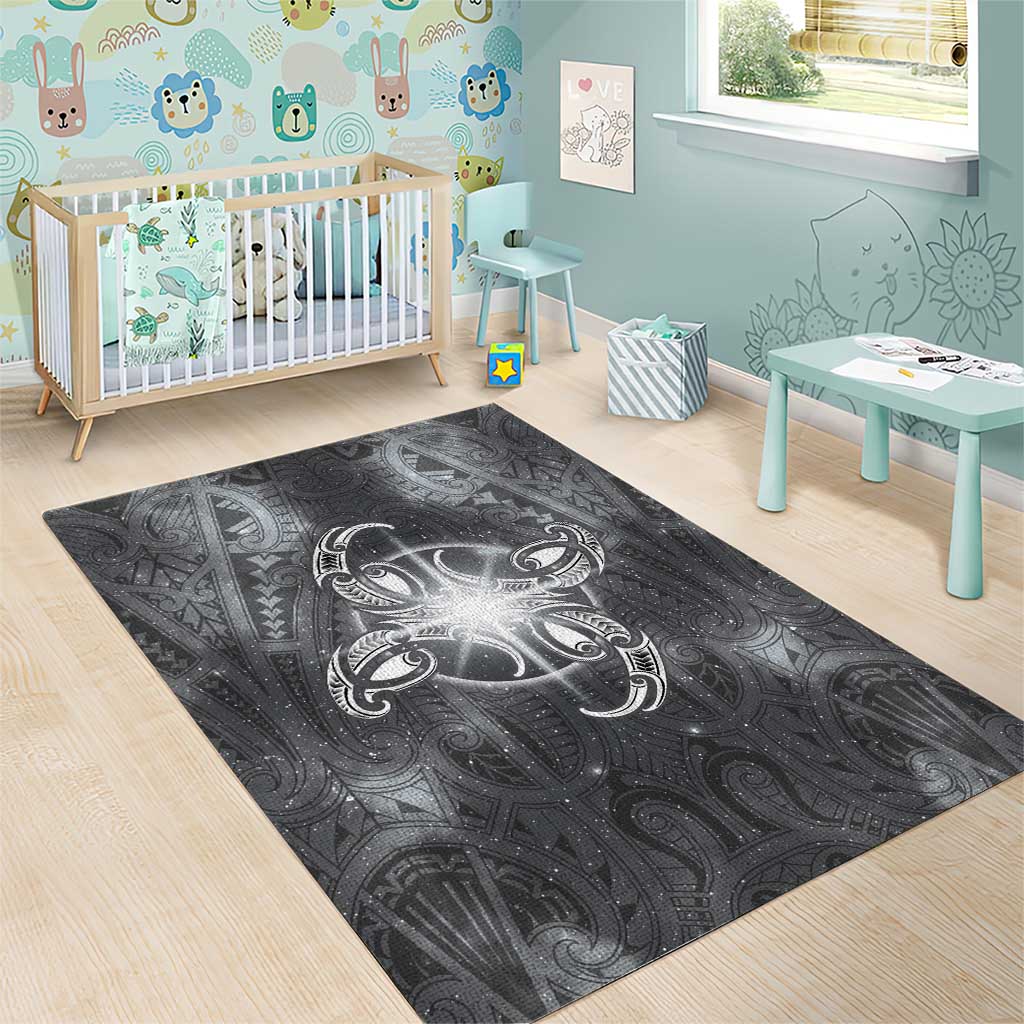 New Zealand Matariki Ururangi Area Rug Maori Moko Grey Galaxy LT05 - Polynesian Pride