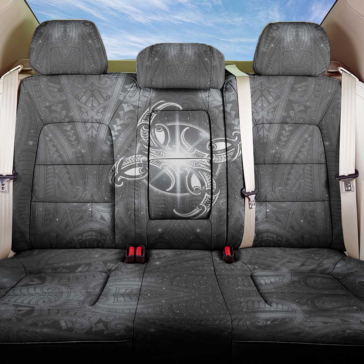 New Zealand Matariki Ururangi Back Car Seat Cover Maori Moko Grey Galaxy