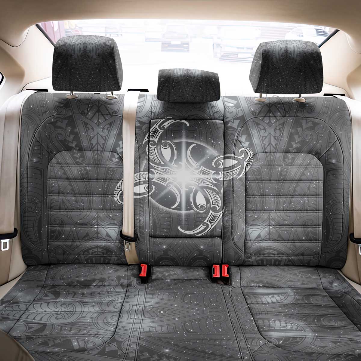 New Zealand Matariki Ururangi Back Car Seat Cover Maori Moko Grey Galaxy