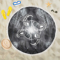 New Zealand Matariki Ururangi Beach Blanket Maori Moko Grey Galaxy LT05 One Size 150cm Grey - Polynesian Pride