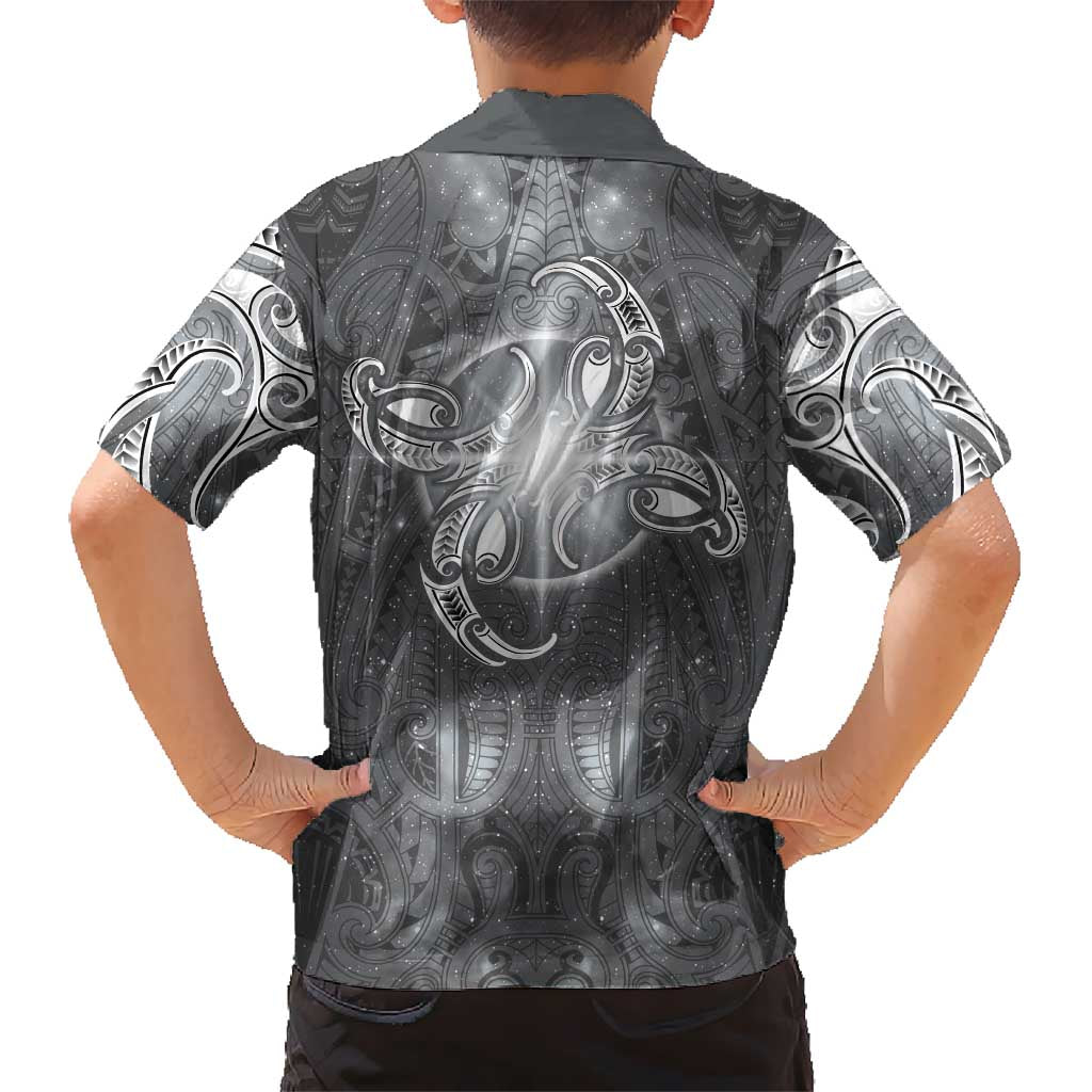New Zealand Matariki Ururangi Family Matching Off Shoulder Short Dress and Hawaiian Shirt Maori Moko Grey Galaxy LT05 - Polynesian Pride
