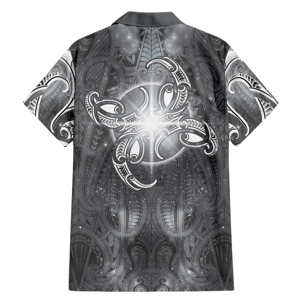 New Zealand Matariki Ururangi Family Matching Summer Maxi Dress and Hawaiian Shirt Maori Moko Grey Galaxy LT05 - Polynesian Pride