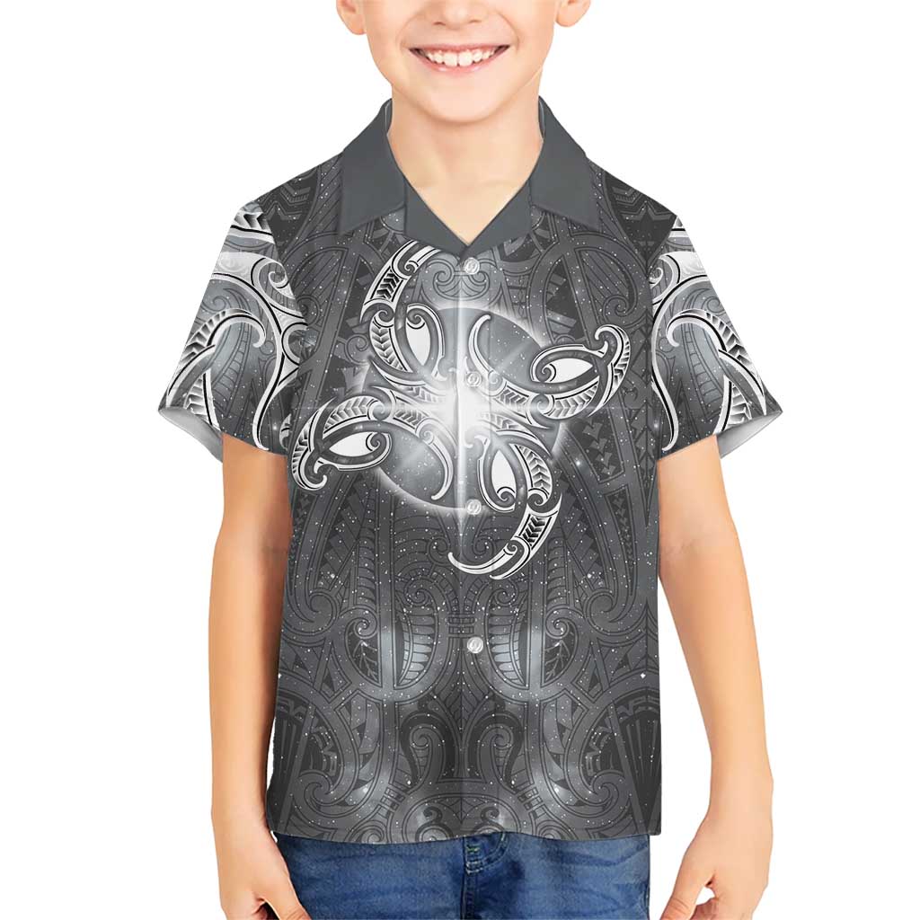 New Zealand Matariki Ururangi Kid Hawaiian Shirt Maori Moko Grey Galaxy