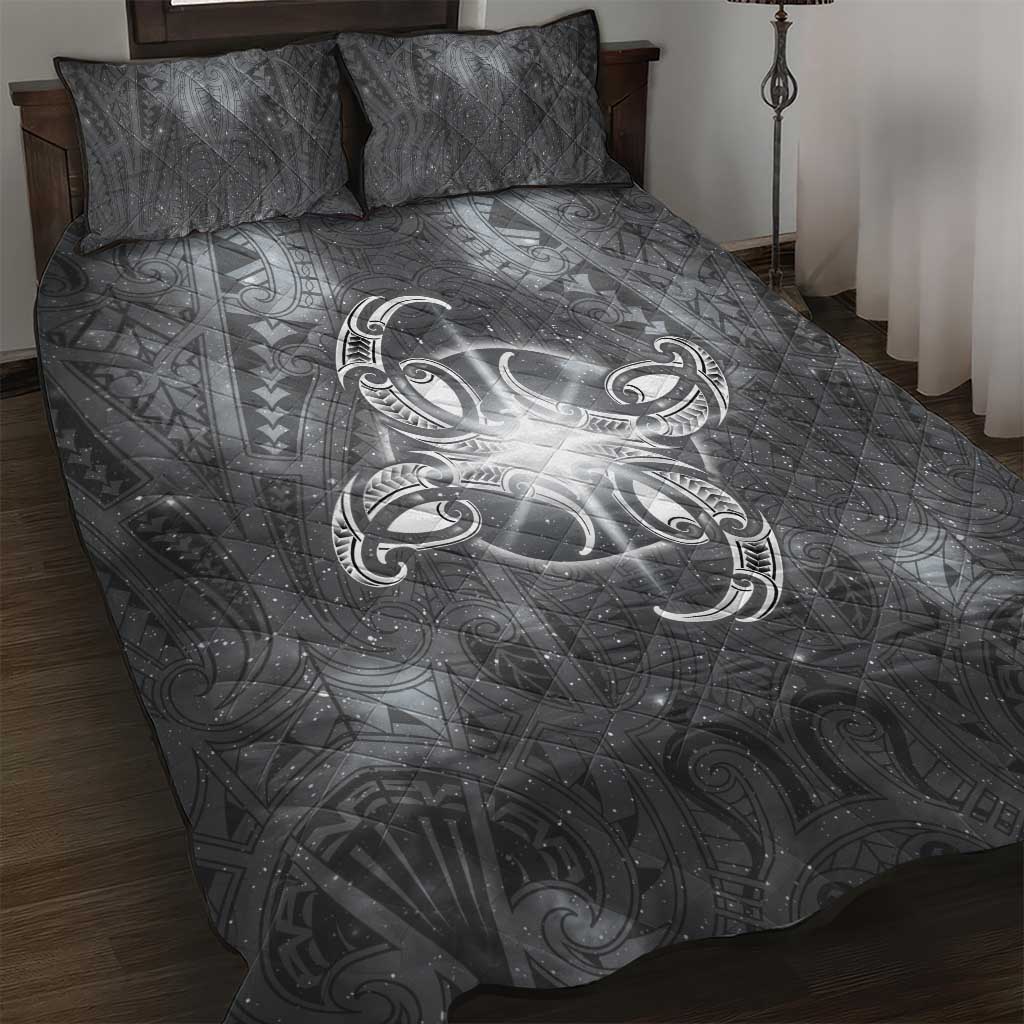 New Zealand Matariki Ururangi Quilt Bed Set Maori Moko Grey Galaxy