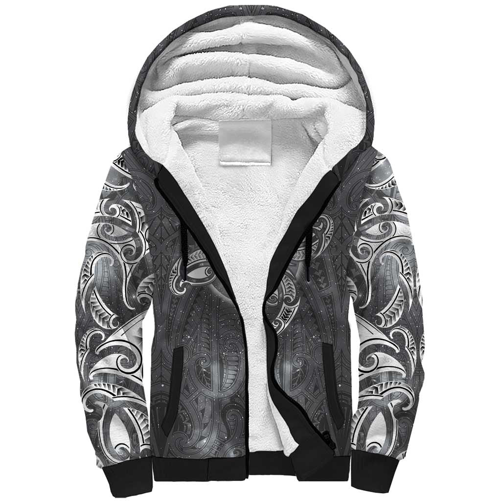 New Zealand Matariki Ururangi Sherpa Hoodie Maori Moko Grey Galaxy