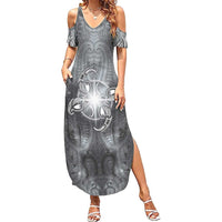 New Zealand Matariki Ururangi Summer Maxi Dress Maori Moko Grey Galaxy
