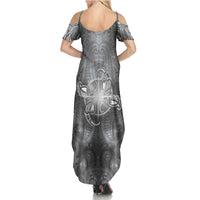 New Zealand Matariki Ururangi Summer Maxi Dress Maori Moko Grey Galaxy