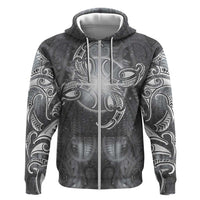 New Zealand Matariki Ururangi Zip Hoodie Maori Moko Grey Galaxy