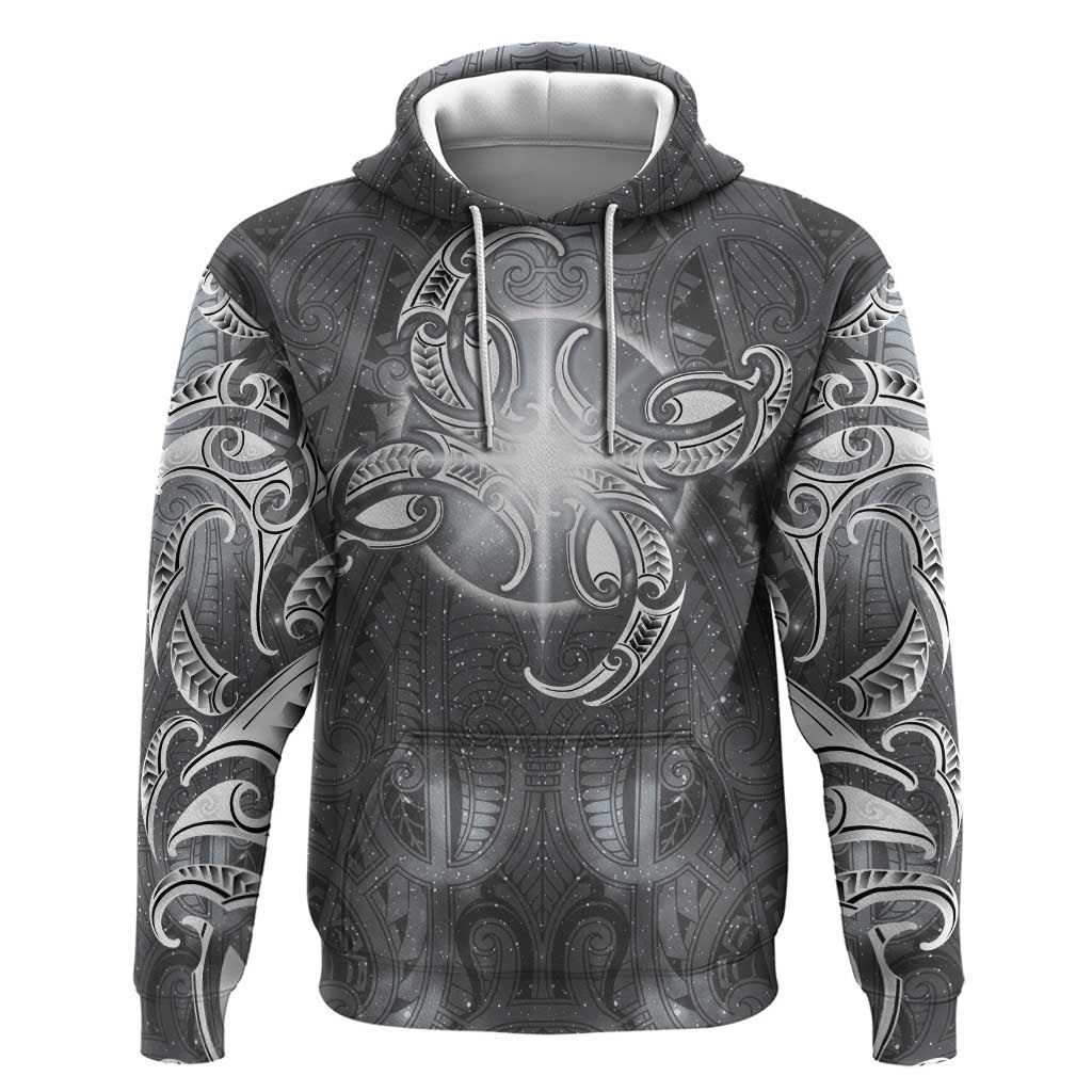 New Zealand Matariki Ururangi Zip Hoodie Maori Moko Grey Galaxy
