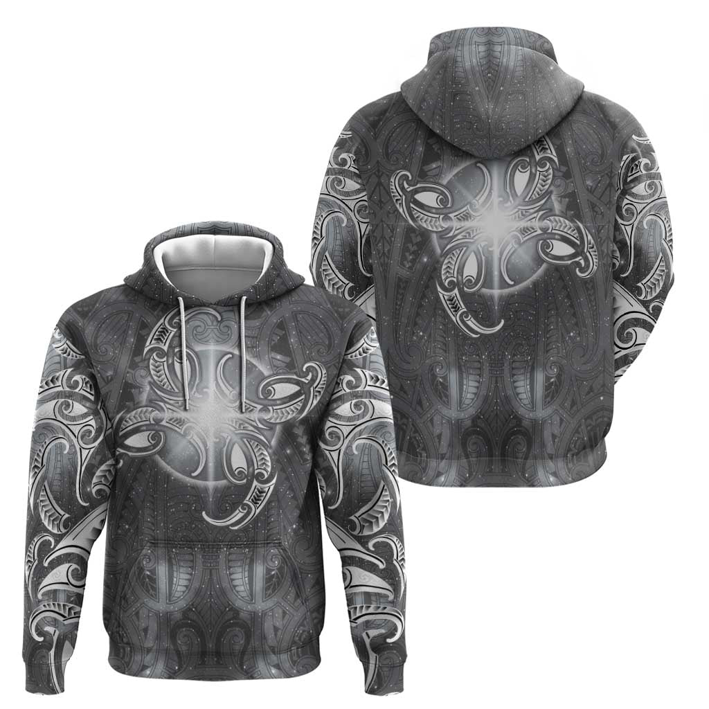 New Zealand Matariki Ururangi Zip Hoodie Maori Moko Grey Galaxy