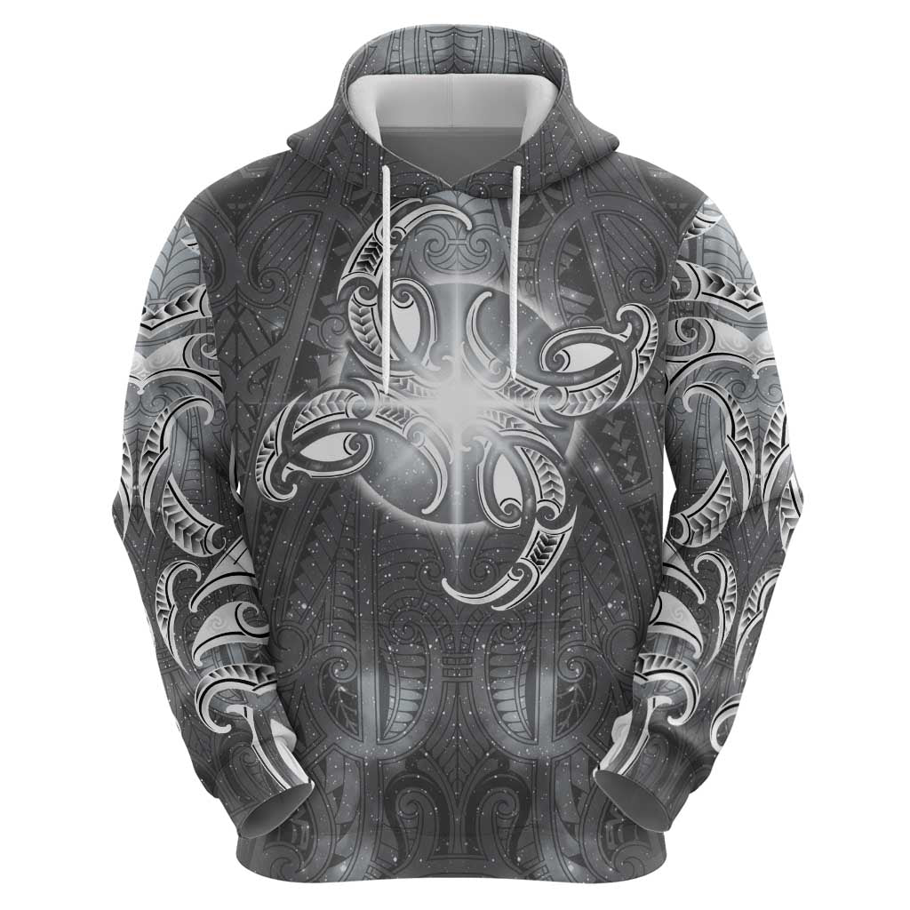 New Zealand Matariki Ururangi Zip Hoodie Maori Moko Grey Galaxy