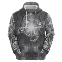 New Zealand Matariki Ururangi Zip Hoodie Maori Moko Grey Galaxy