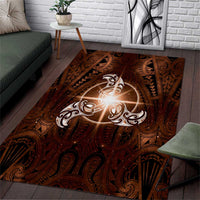 New Zealand Matariki Tupuanuku Area Rug Maori Moko Brown Galaxy