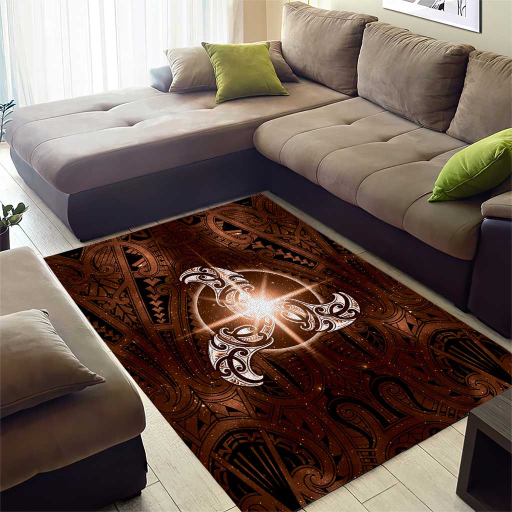 New Zealand Matariki Tupuanuku Area Rug Maori Moko Brown Galaxy