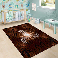 New Zealand Matariki Tupuanuku Area Rug Maori Moko Brown Galaxy