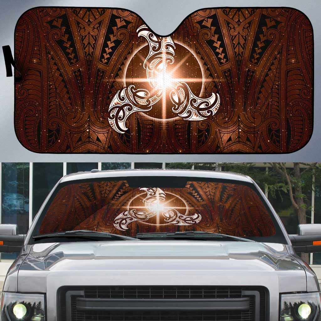 New Zealand Matariki Tupuanuku Auto Sun Shade Maori Moko Brown Galaxy LT05 Brown - Polynesian Pride