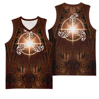 New Zealand Matariki Tupuanuku Basketball Jersey Maori Moko Brown Galaxy