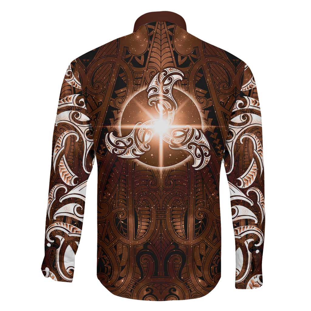 New Zealand Matariki Tupuanuku Family Matching Off Shoulder Short Dress and Hawaiian Shirt Maori Moko Brown Galaxy