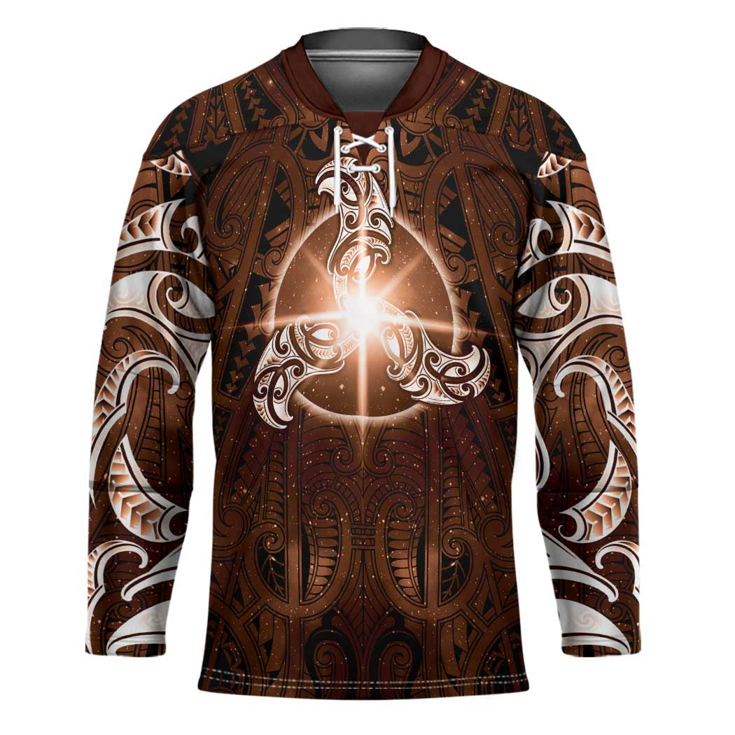 New Zealand Matariki Tupuanuku Hockey Jersey Maori Moko Brown Galaxy