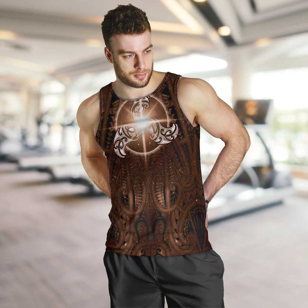 New Zealand Matariki Tupuanuku Men Tank Top Maori Moko Brown Galaxy