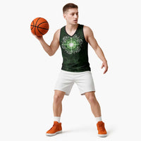 New Zealand Matariki Tupuarangi Basketball Jersey Maori Moko Green Galaxy LT05 - Polynesian Pride